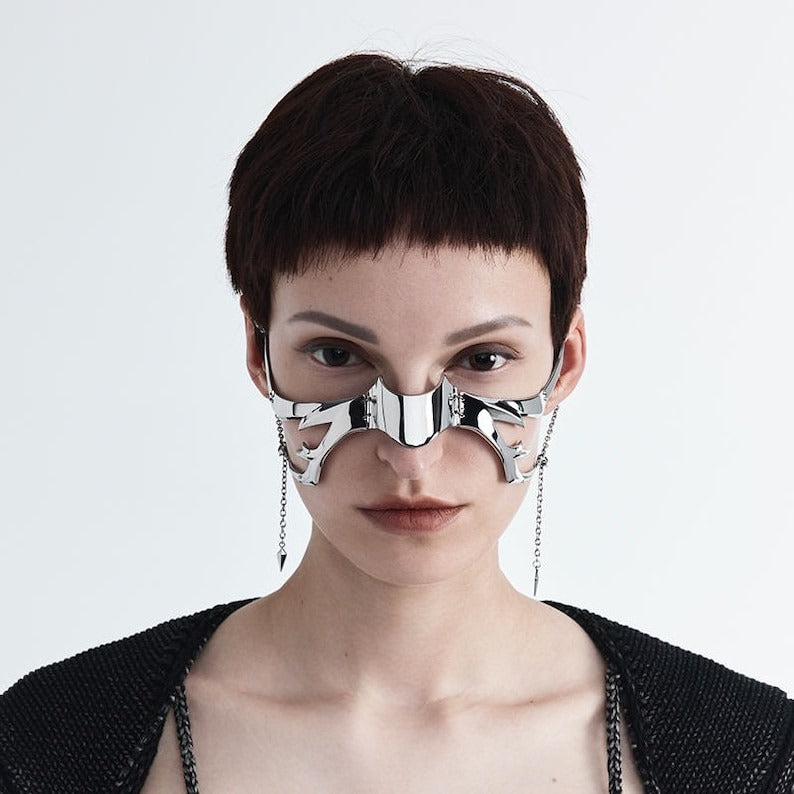Gothic Metal Mechanical Fluid Face Earring Ornament