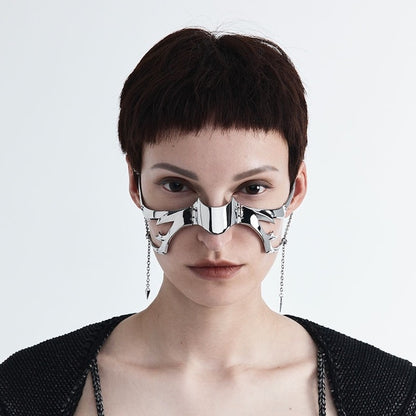Gothic Metal Mechanical Fluid Face Earring Ornament