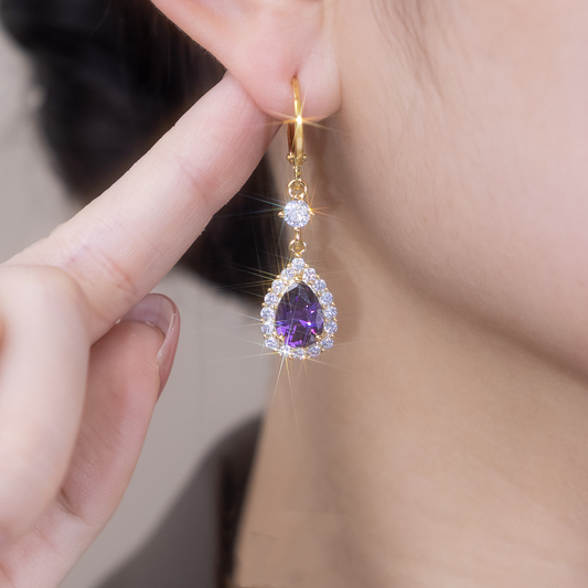 🌸Mother's Day Hot Sale✨PURPLE ZIRCON DROP SHAPE EARRINGS