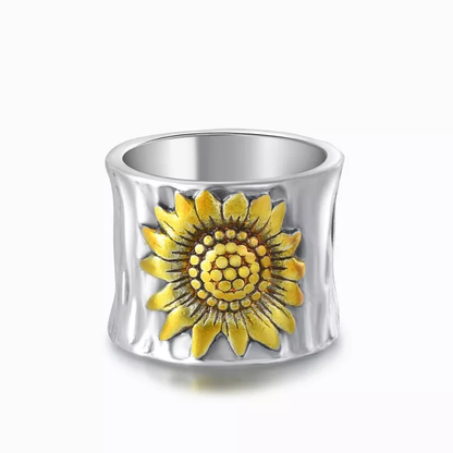 To My Best Friend Golden Sunflower Wide Band Ring