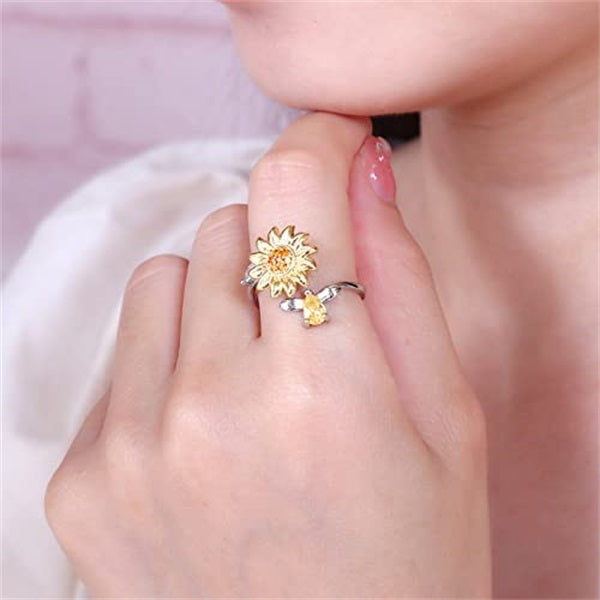 "YOU ARE MY SUNSHINE" Rotating Sunflower Ring