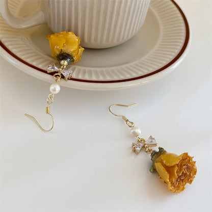 Vintage Rose Dried Flower Earrings