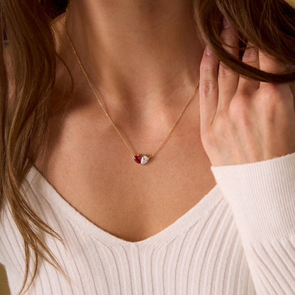 Custom Tiny Heart Birthstone Necklace