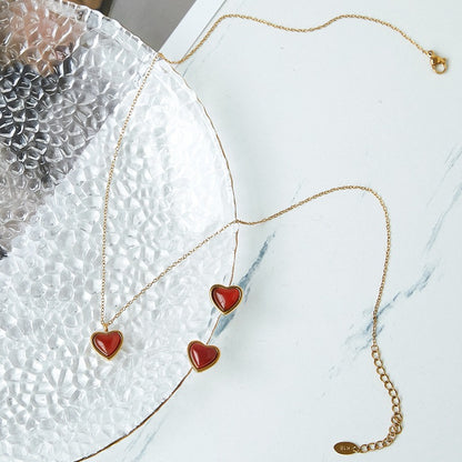 Carnelian Stone Heart Necklace