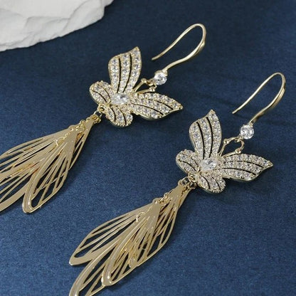 🔥Summer Hot Sale🌊	 Butterfly Wing Tassel Earrings