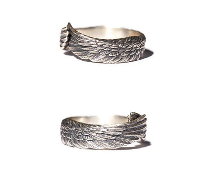 Adjustable guardian angel wings ring