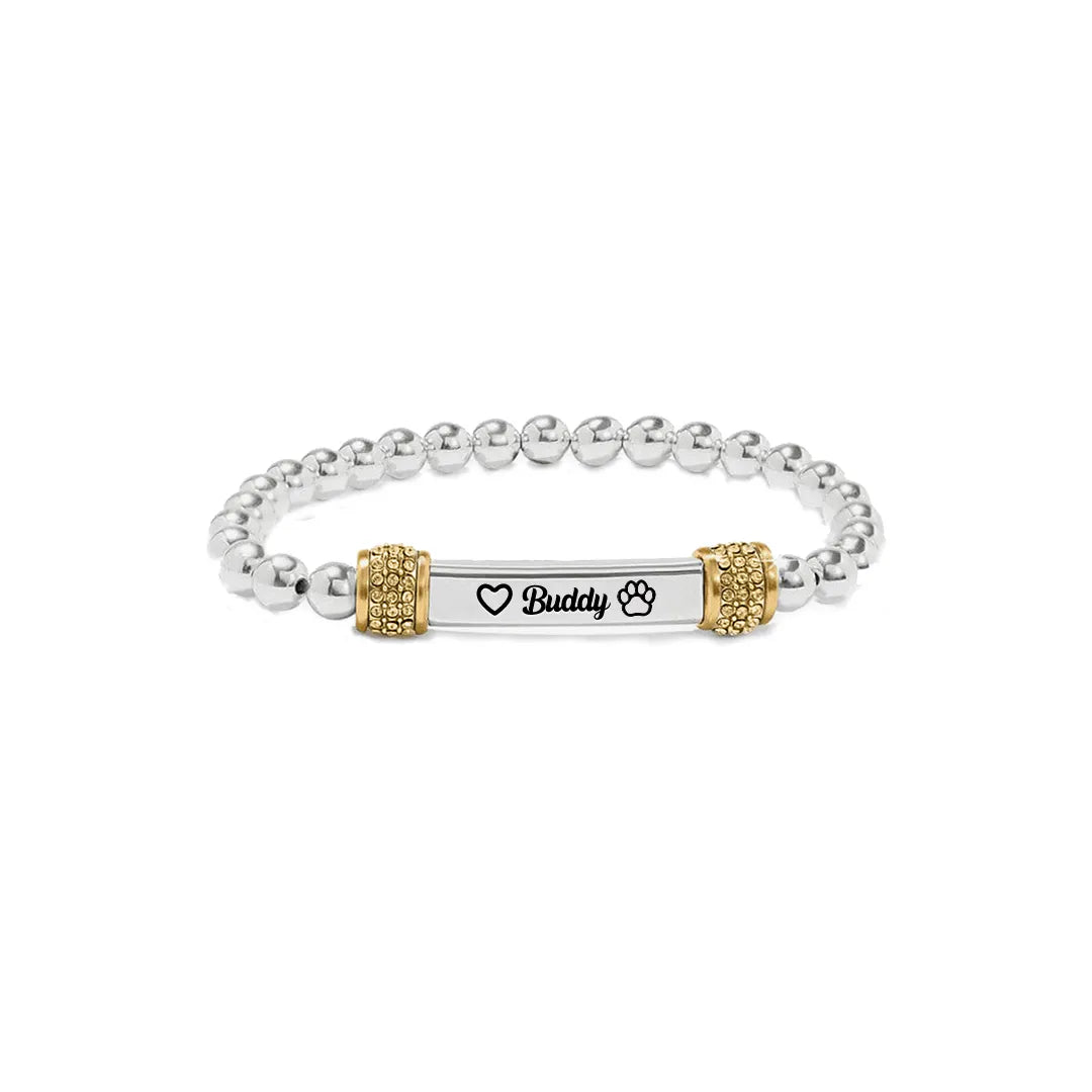 FOR MEMORIAL - My Four-legged Angel is Always Near By Custom Name Bead Stretch Bracelet