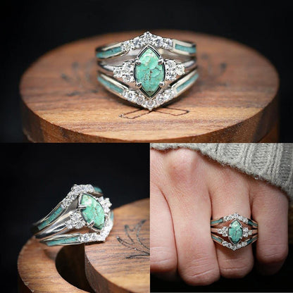 🔥Summer Hot Sale🌊	Turquoise Creative 3-Piece Ring