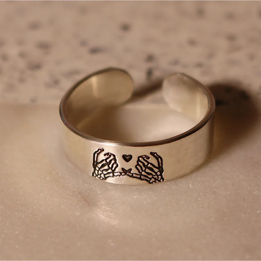 FOR FRIEND - RIDE OR DIE SKELETON PINKY PROMISE RING