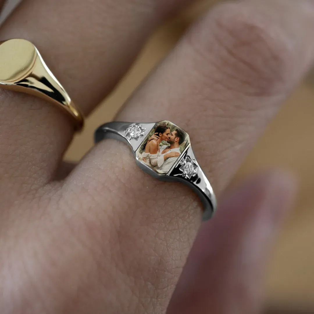 For Love-Photo Birthstone Custom Ring