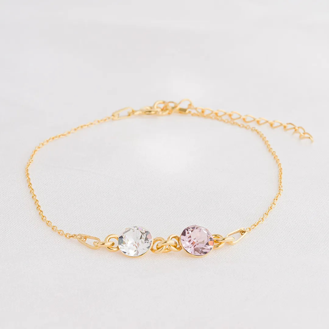 For Friend-Not Sisters By Blood But Sisters By Heart Custom Birthstones Bracelet