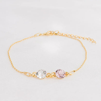 For Friend-Not Sisters By Blood But Sisters By Heart Custom Birthstones Bracelet