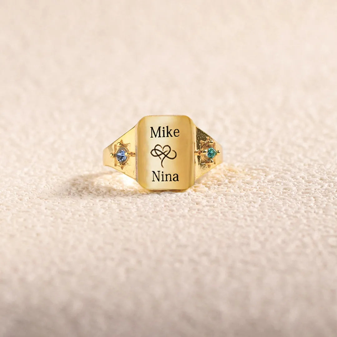 FOR LOVE - BELOVE CUSTOM NAMES AND BIRTHSTONES DAINTY RING