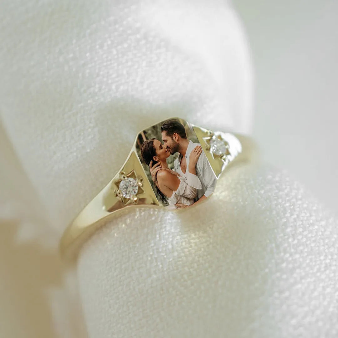 For Love-Photo Birthstone Custom Ring