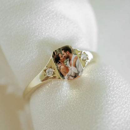For Love-Photo Birthstone Custom Ring