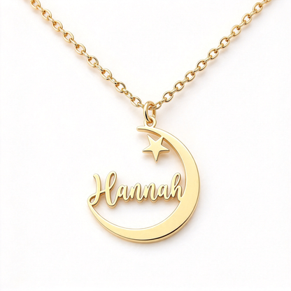 To My Daughter- I Will Always Be Your Moon Custom Name Necklace