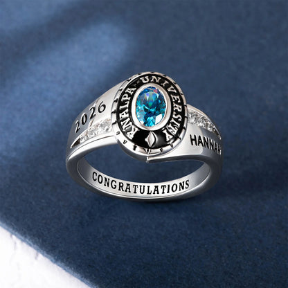 Personalized Engraved Birthstone Graduation Ring - Gifts for Graduates