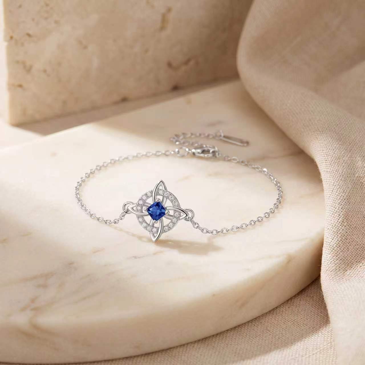 Personalized Celtic Knot Birthstone Bracelet