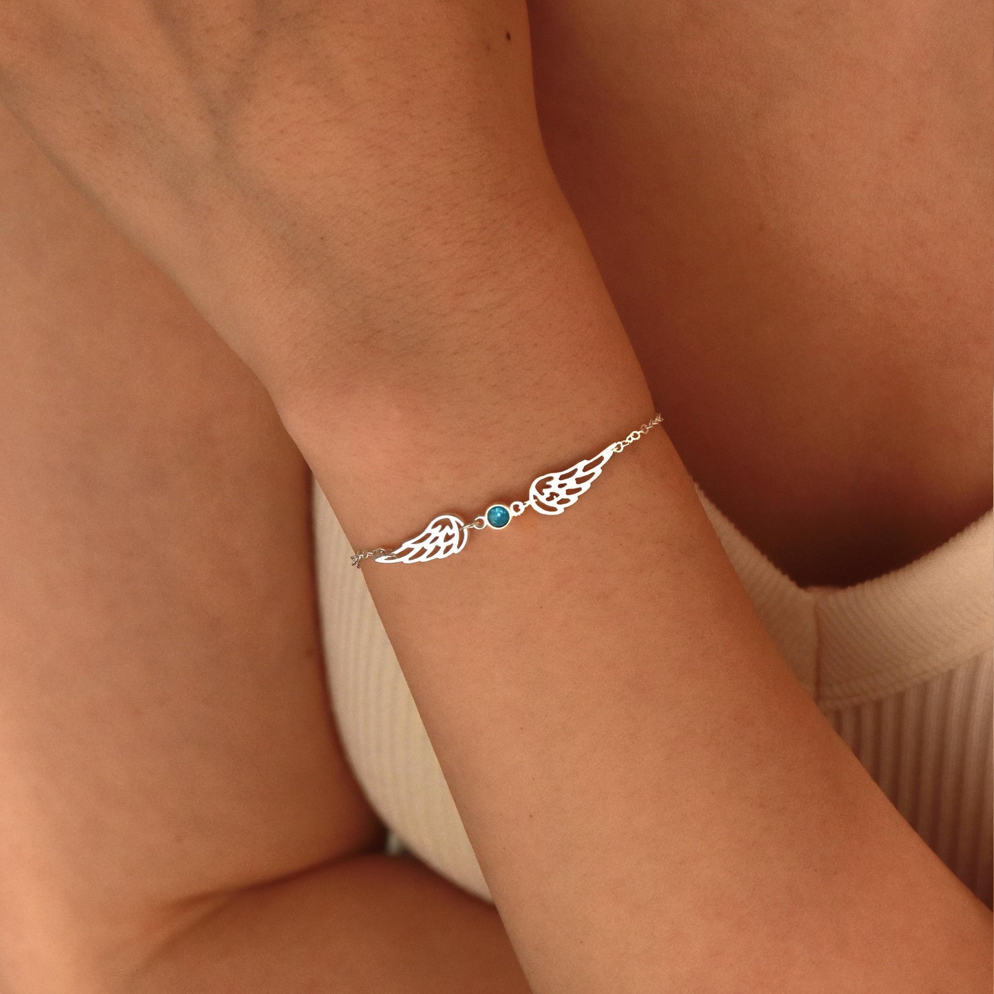 For Memorial- I'm a Wife to a Husband Custom Birthstone Wing Bracelet