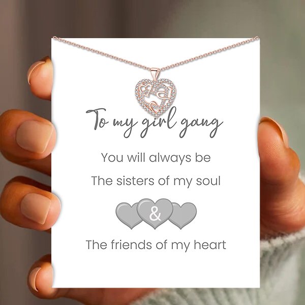 Interlocking Hearts Necklace - 👩‍❤️‍👩'' Sisters of my soul & Friends of my heart''