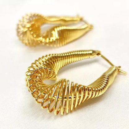 Golden French Style Wavy Earrings