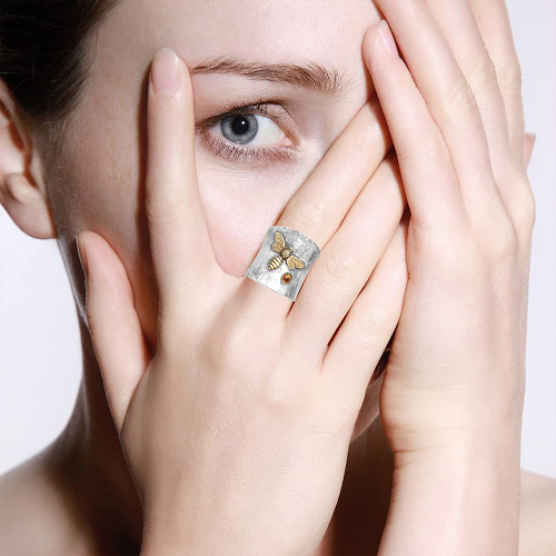 925 Sterling Silver Bohemian Dragonfly Sapphire Ring