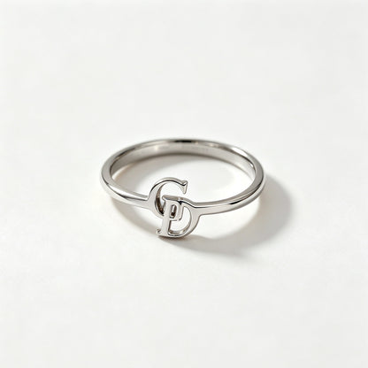 Mother And Daughter Custom Two Initial Interlocking Ring