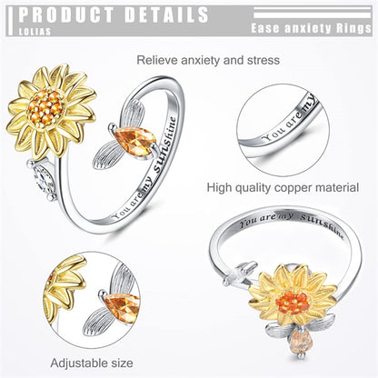 "YOU ARE MY SUNSHINE" Rotating Sunflower Ring