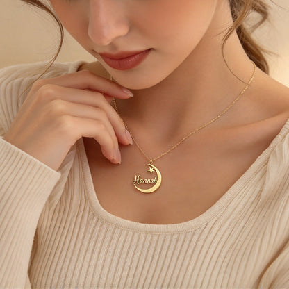 To My Daughter- I Will Always Be Your Moon Custom Name Necklace