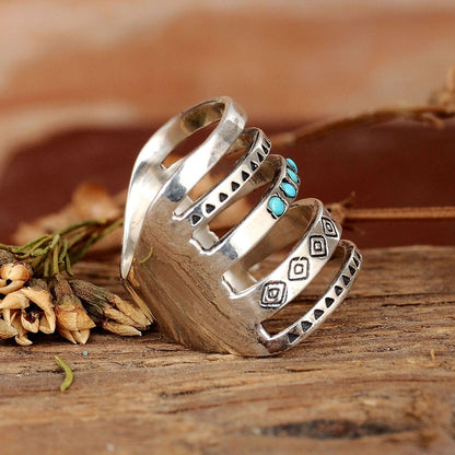 Bohemian Turquoise Engraved Ring