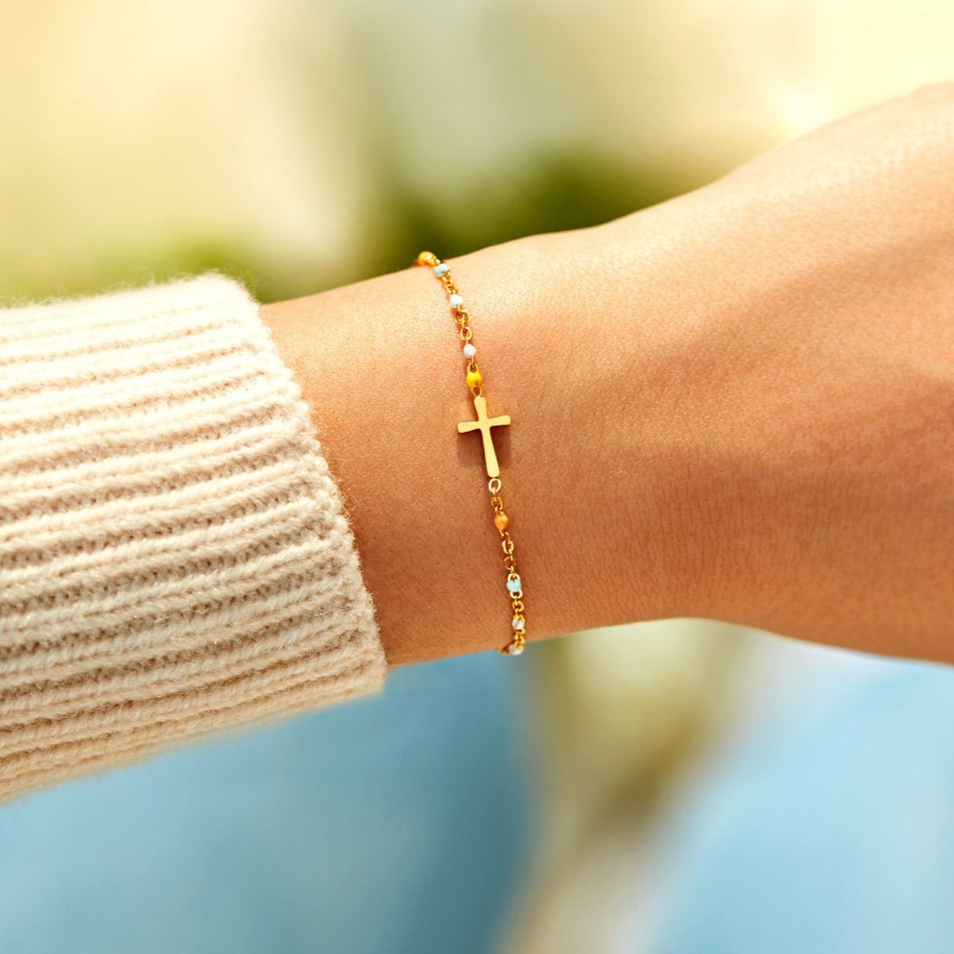 We Never Walk Alone Cross Bracelet
