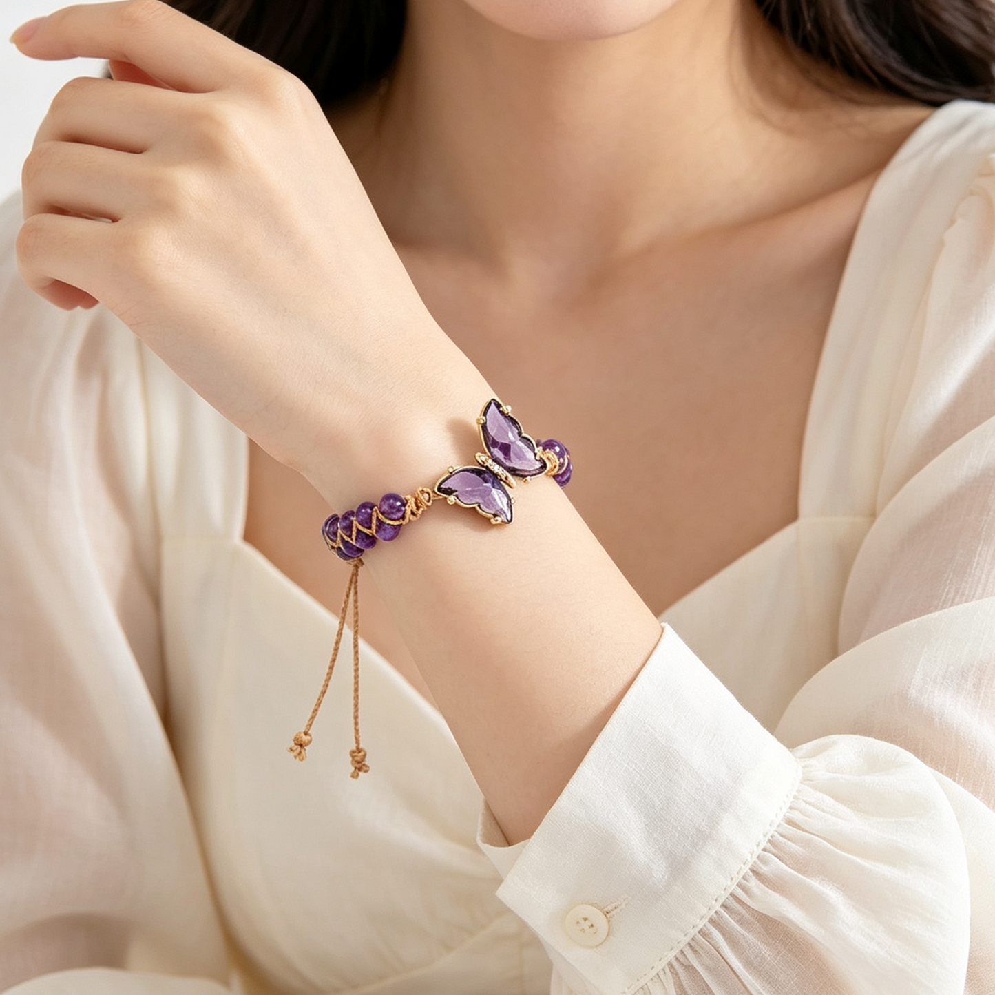 FOR MEMORIAL - THEY FLY WITH US EVERY DAY CRYSTAL BUTTERFLY BRACELET