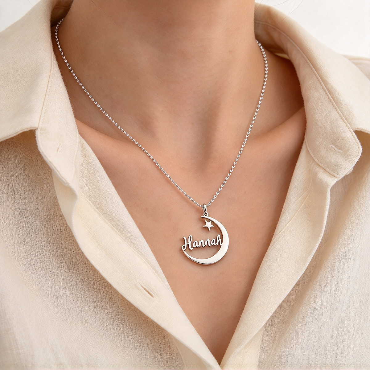 To My Daughter- I Will Always Be Your Moon Custom Name Necklace