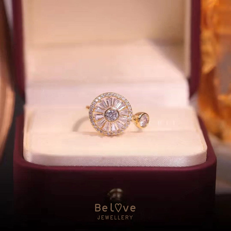 Gold Crystal Anxiety Relief  Spinning Ring