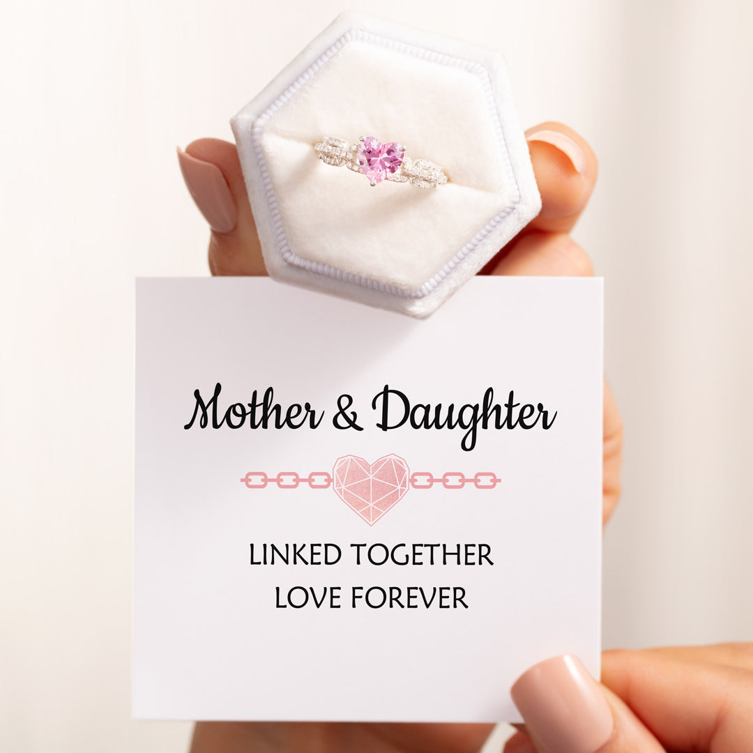 Linked Together Love Forever Heart and Link Ring