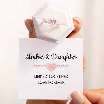 Linked Together Love Forever Heart and Link Ring