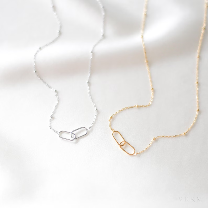 Mother And Daughter Forever Linked Together Double Circle Necklace