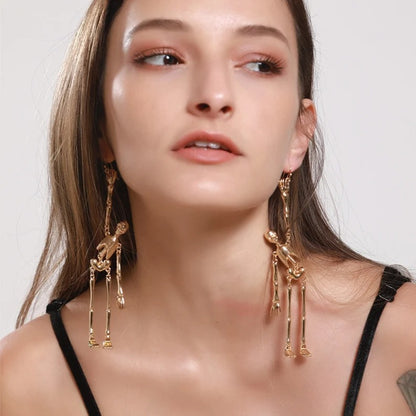 Movable Skeleton Bone Dangle Earrings, Squelette Earrings, Halloween Earrings