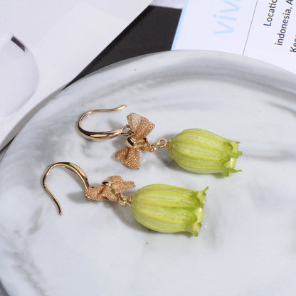 Green Lily of the Valley Flower Earrings