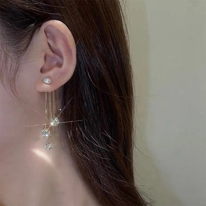 Temperament Pearl Tassel Long Earrings
