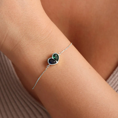 💝VALENTINE'S DAY PRE-SALE🎁FOREVER LINKED TOGETHER CUSTOM HEART BIRTHSTONES BRACELET