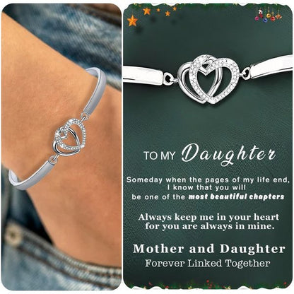 Mother & Daughter Forever Linked Together Double Heart Bracelet