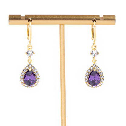 🌸Mother's Day Hot Sale✨PURPLE ZIRCON DROP SHAPE EARRINGS
