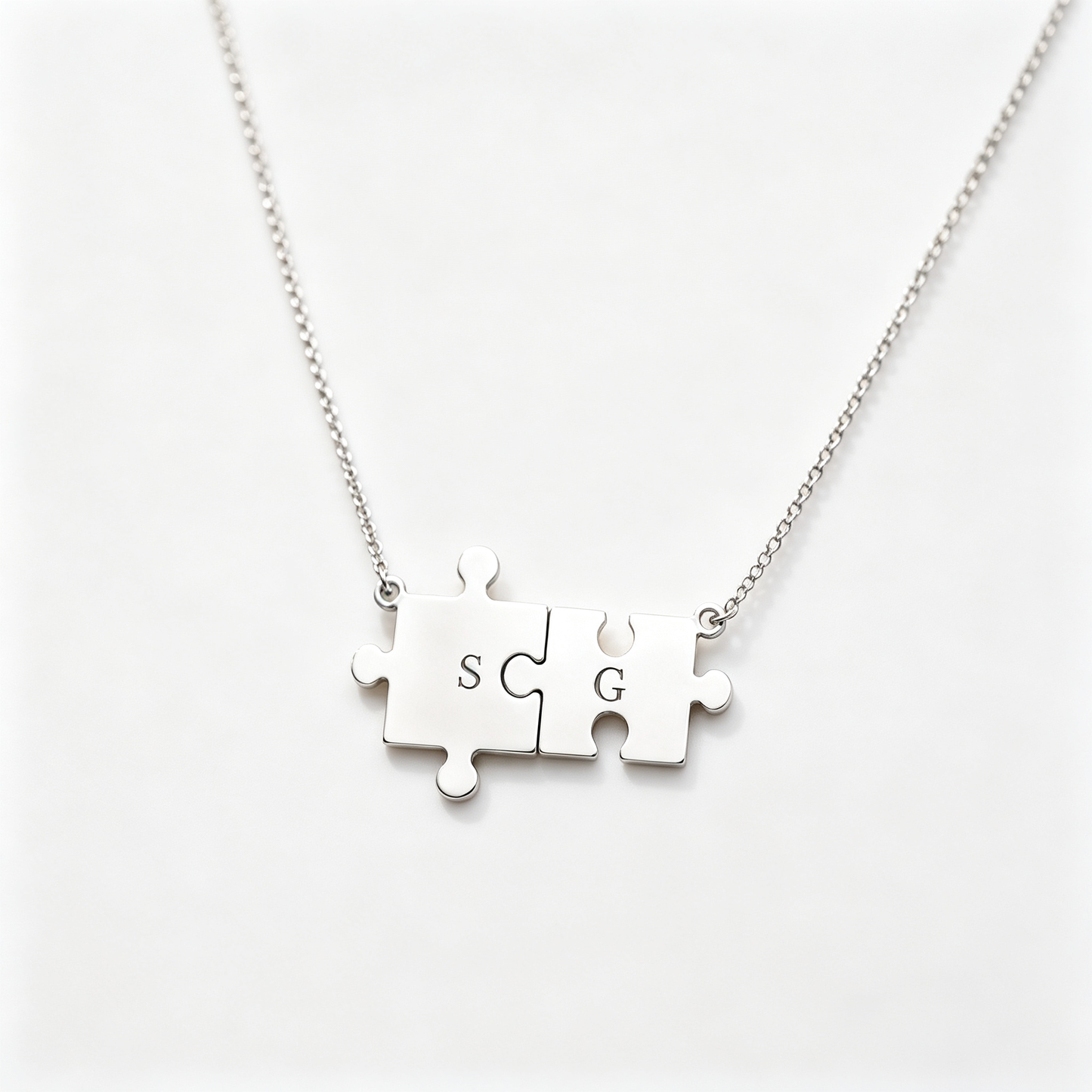 For Love- You Complete Me Custom Initial Puzzle Necklace