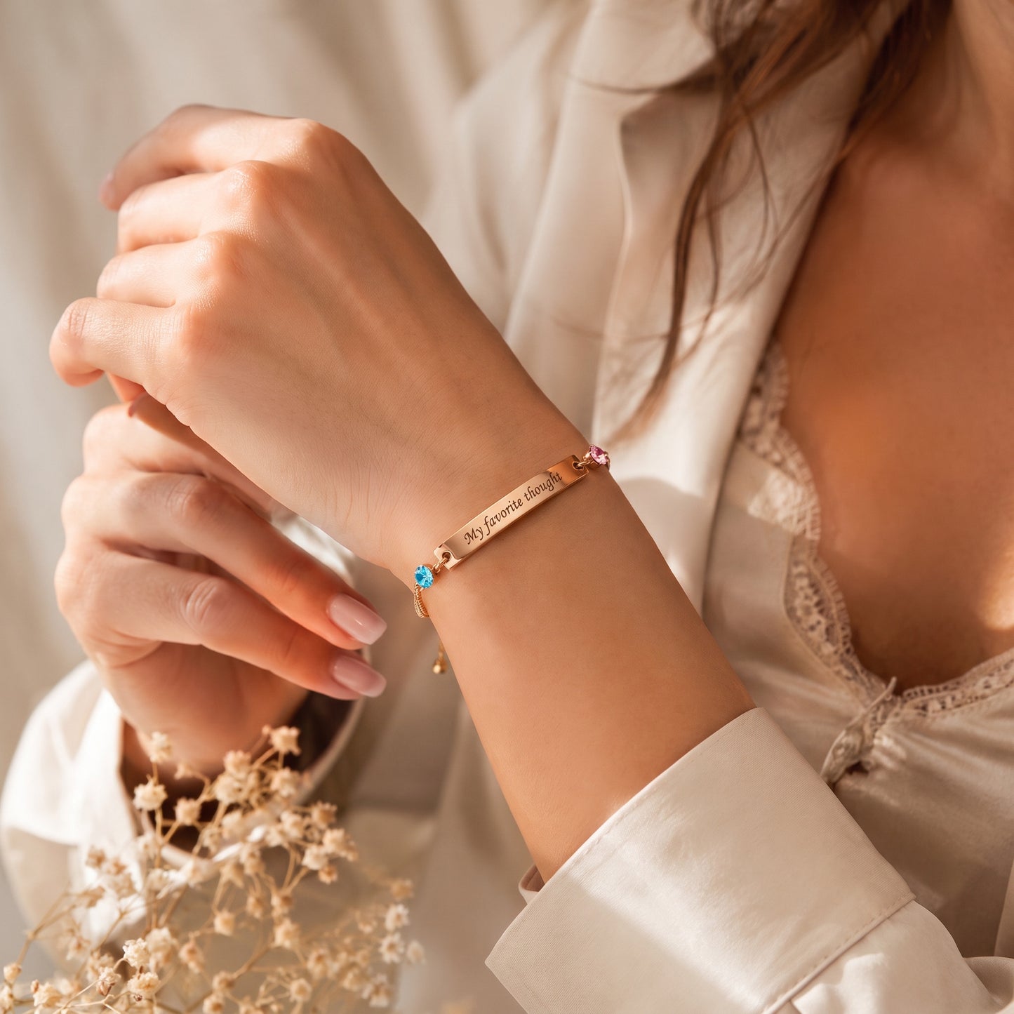 Mother & Daughter Personalized Birthstone Engraved Bracelet