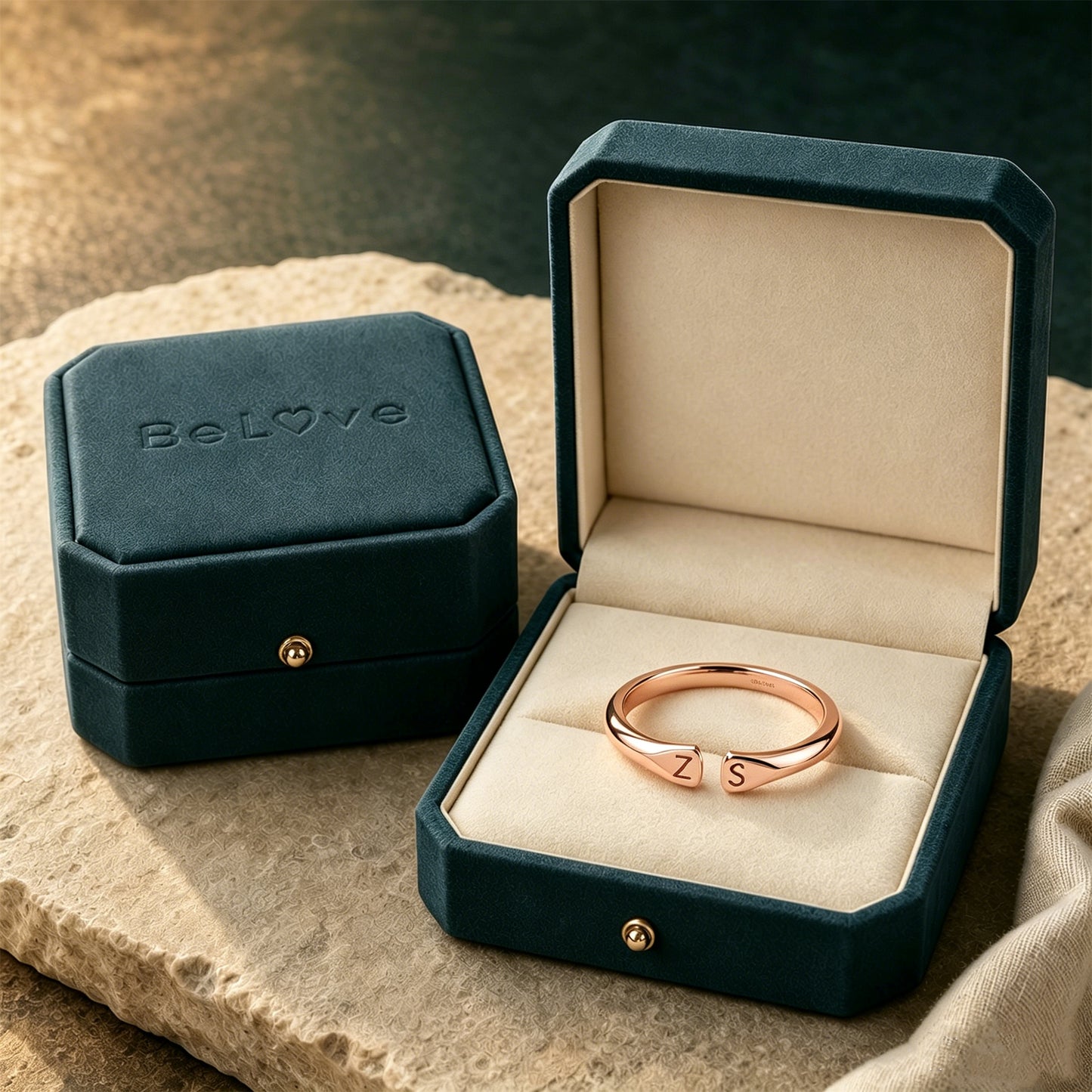 For Love- Custom Two Initial Ring