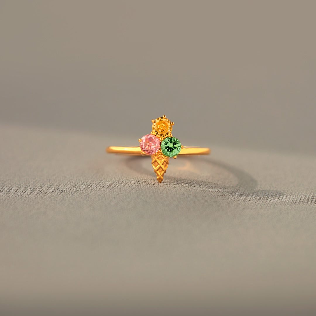 Mama's Love Never Melts Ice Cream Birthstones Ring