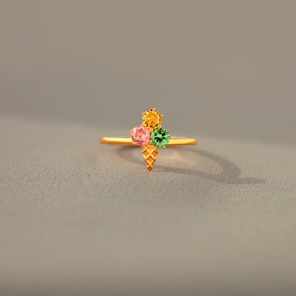 Mama's Love Never Melts Ice Cream Birthstones Ring