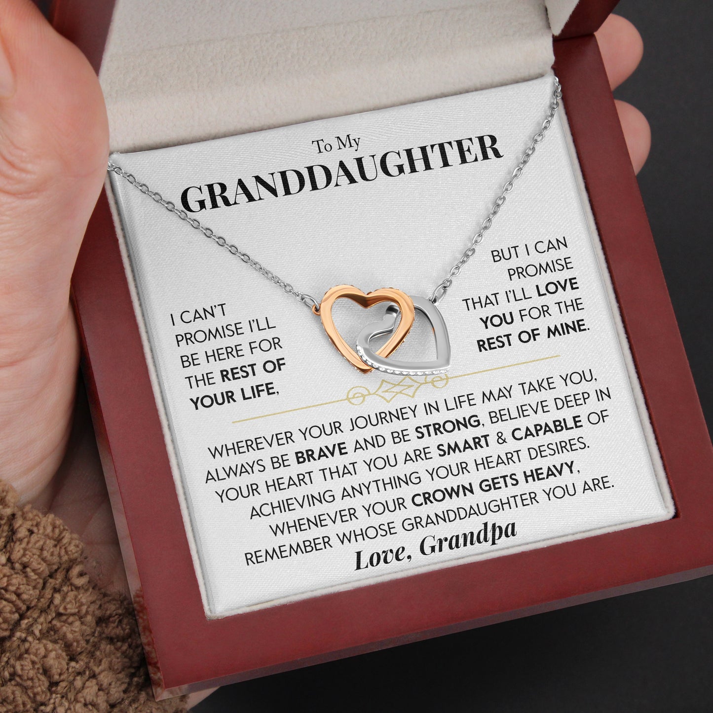 To My Granddaughter | "Rest of my Life" | Interlocking Hearts Necklace