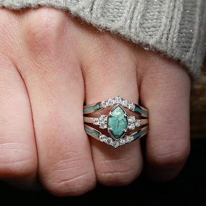 🔥Summer Hot Sale🌊	Turquoise Creative 3-Piece Ring